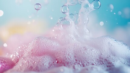 Fototapeta premium Bubbles in Soft Pastel Colors and Foam Texture