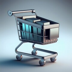 shop supermarket mall cart, wheeled shopping trolley