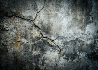 Obraz premium Moody, high-contrast background featuring a worn, cracked, and weathered concrete surface with subtle texture and