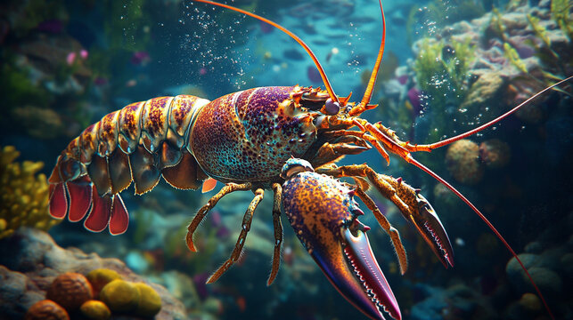 Lobster in the sea.