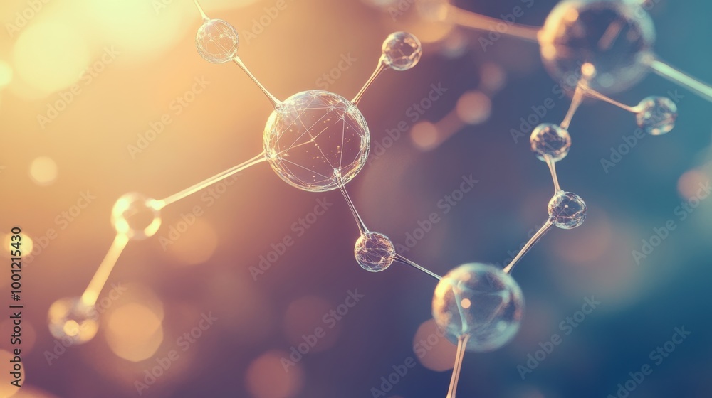 Poster abstract representation of interconnected molecules and chemical structures showcasing scientific co
