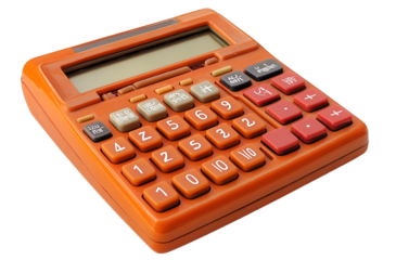 an orange calculator with buttons. 