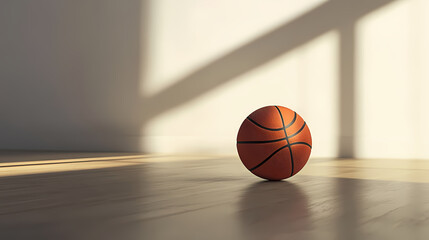 Obraz premium Basketball resting on the court