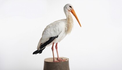 Stork on white background. Isolated of Animal.