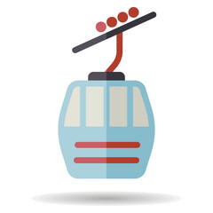 Ski lift gondola flat vector isolated icon
