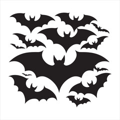  set of vector bat silhouette