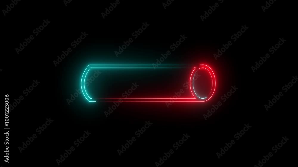 Poster neon glowing square, rectangle animation on black background. abstract glowing neon rectangle border