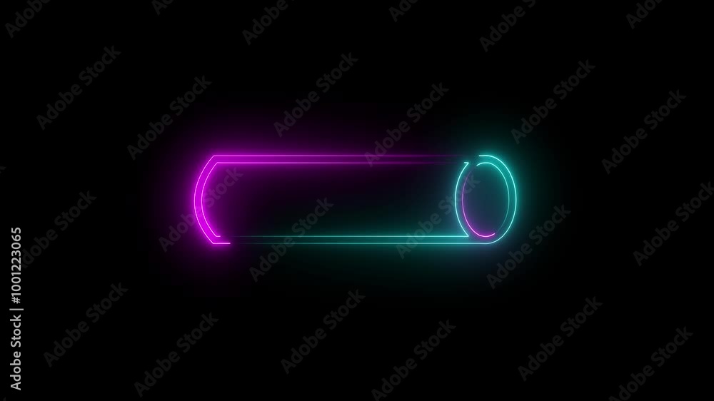 Poster neon glowing square, rectangle animation on black background. abstract glowing neon rectangle border