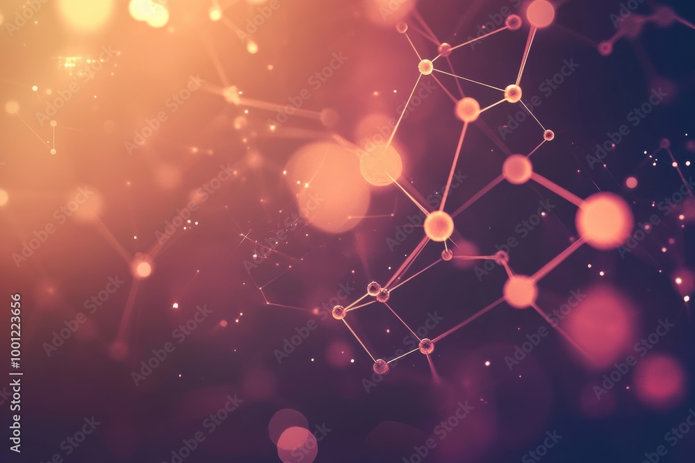 Aufkleber abstract representation of molecular structures and chemical components set against a vibrant backgr