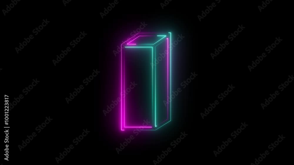 Poster glowing neon lights motion loops square circular animation .motion draw and beautiful lights, linear