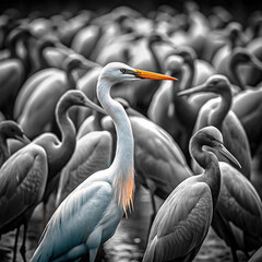 Fototapeta premium bird Standing Between Many other generative ai