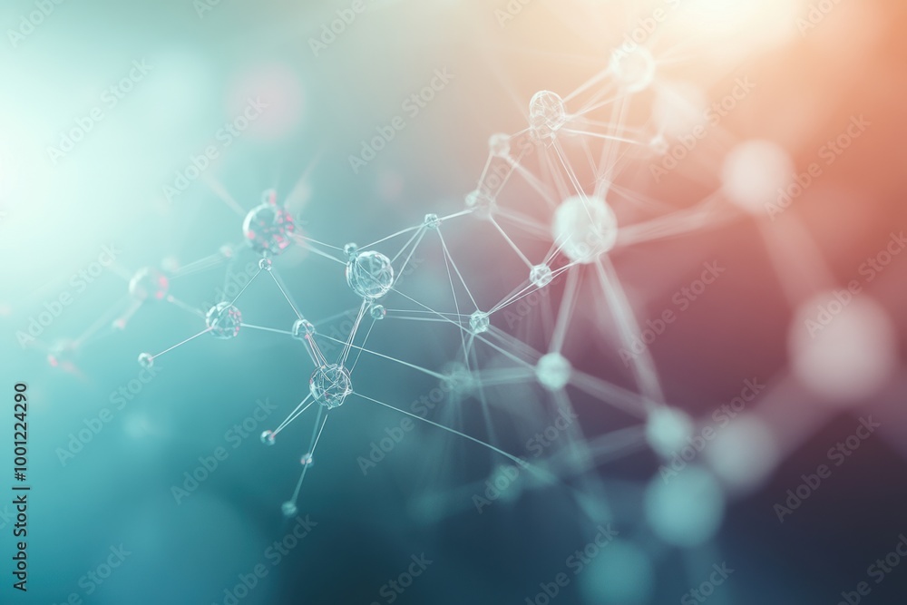Poster Abstract representation of molecular structures with light effects in a scientific context during the daytime. Generative AI