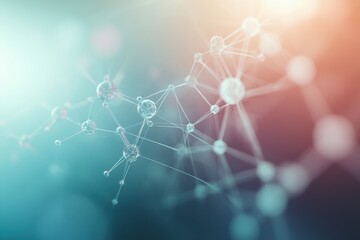 Abstract representation of molecular structures with light effects in a scientific context during the daytime. Generative AI