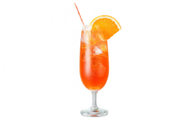 Aperol Spritz Cocktail with ice on transparent background