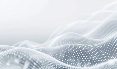 Abstract white wave pattern with dotted grid on a clean background. Technology and digital design concept.