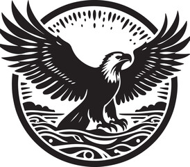 Obraz premium African Fish Eagle black and white vector design