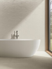 Modern bathroom interior in minimal scandinavian style, 3d render