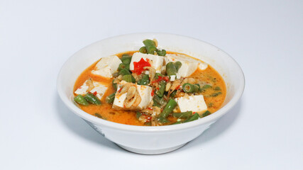 Tumis kacang panjang or stir fried long bean and tofu known as simple asian dish with light and savoury taste.