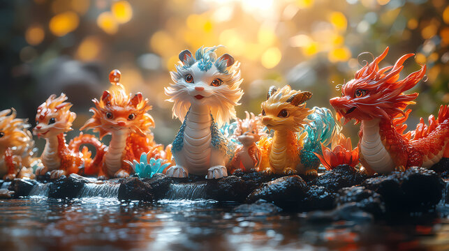 A detailed 3D depiction of the 12 Chinese zodiac anim