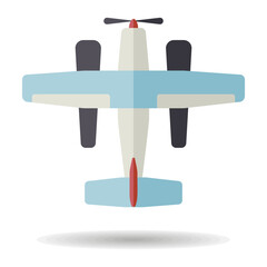 Small amphibian seaplane, plane flat vector icon