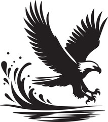 Obraz premium African Fish Eagle black and white vector design