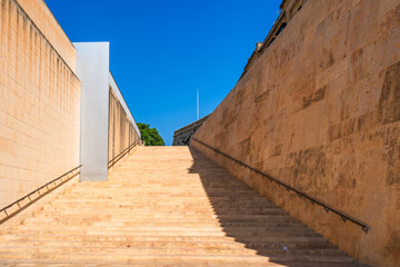 Fototapeta premium A flight of steps located near Putirjal city gate in Valletta, Malta