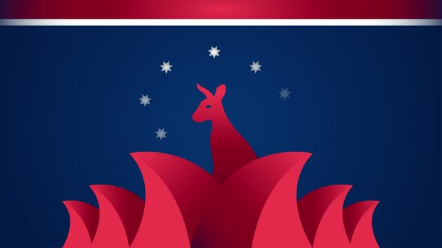 Animation of Happy Australia Day. Suitable for use on Independence Day events in Australia.