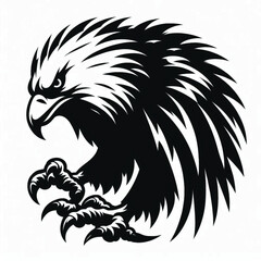 African Fish Eagle black and white vector design