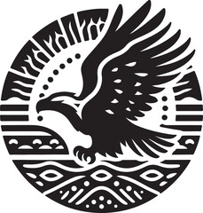 African Fish Eagle black and white vector design