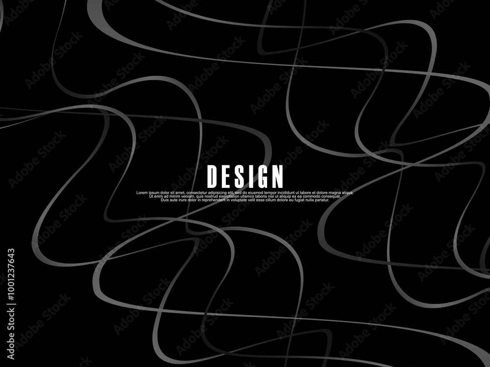 Fototapete black background with gray gradient ribbon pattern. black background with modern graffiti pattern.