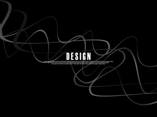 Black background with gray gradient ribbon pattern. Black background with modern graffiti pattern.