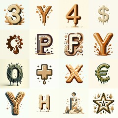 Khaki color Lettering Typeface. AI generated illustration