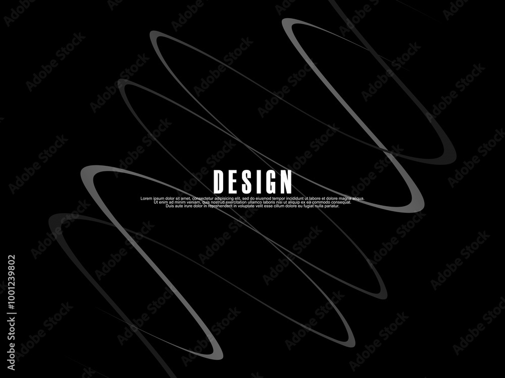 Fototapete black background with gray gradient ribbon pattern. black background with modern graffiti pattern.