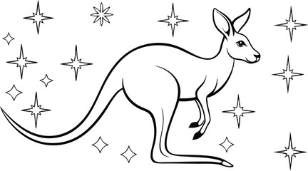 kangaroo illustration with silhouette design