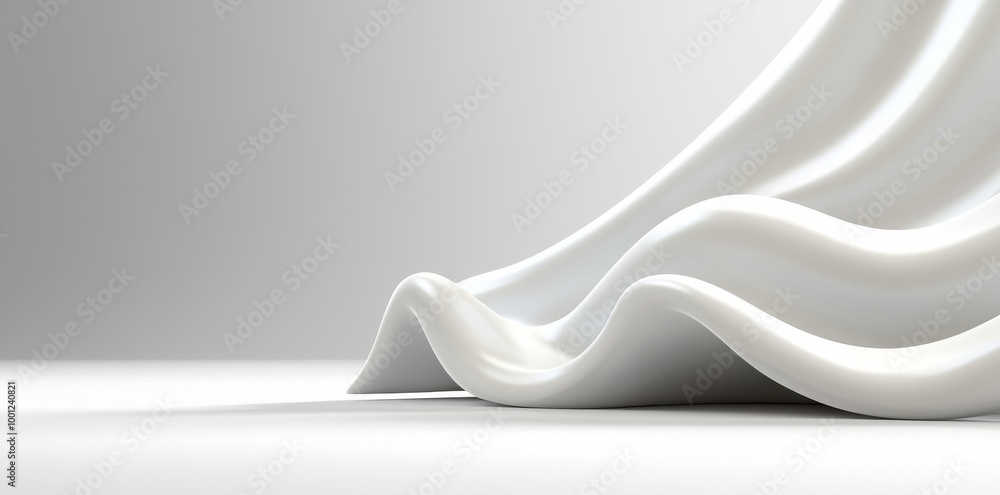 Poster a minimalist abstract crumpled white texture background with soft folds and shadows