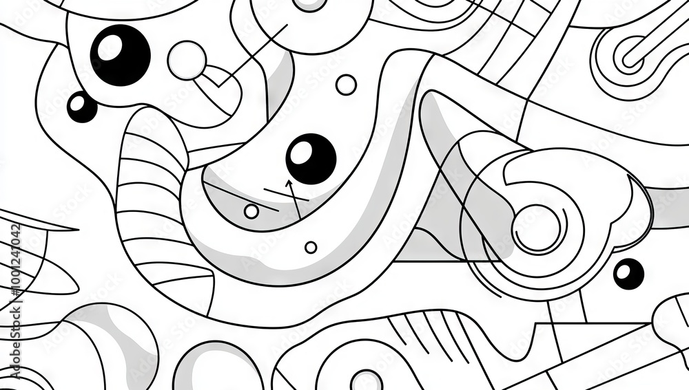 Aufkleber multicolored patterns in black and white with various black and white elements