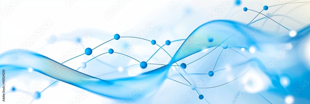 Poster a transparent background with abstract blue dots and lines