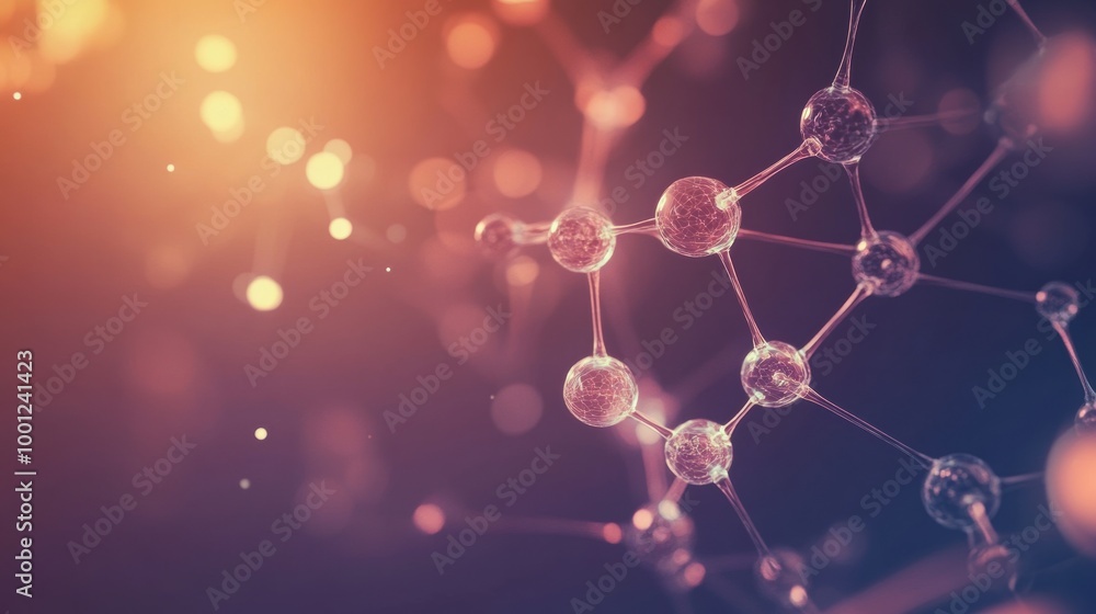 Aufkleber Illuminated abstract background featuring molecular structures and chemical diagrams in a vibrant, modern design. Generative AI
