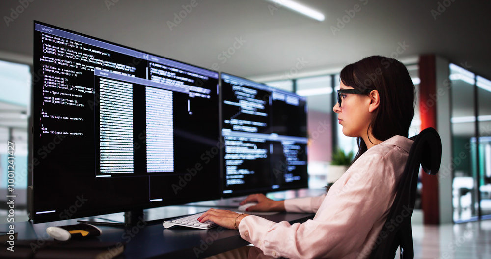 Poster Web Developer Coding On Computer