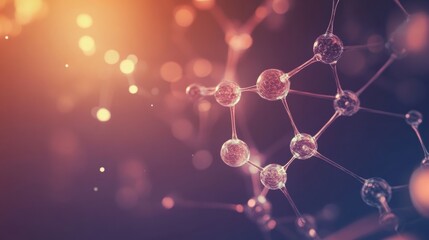 Illuminated abstract background featuring molecular structures and chemical diagrams in a vibrant, modern design. Generative AI