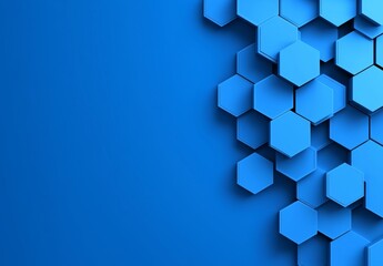 A blue abstract background with geometric shapes and neon lights