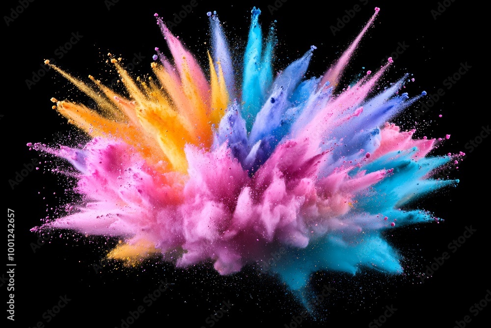 Aufkleber this is an abstract multicolored glitter texture with an explosion of colored powder on a black back