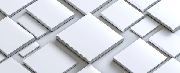 Obraz premium Diamond squares and triangle shapes layered in geometric design on a white textured background.