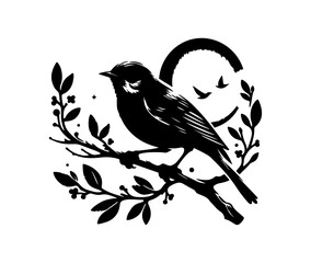 silhouette birds and branch