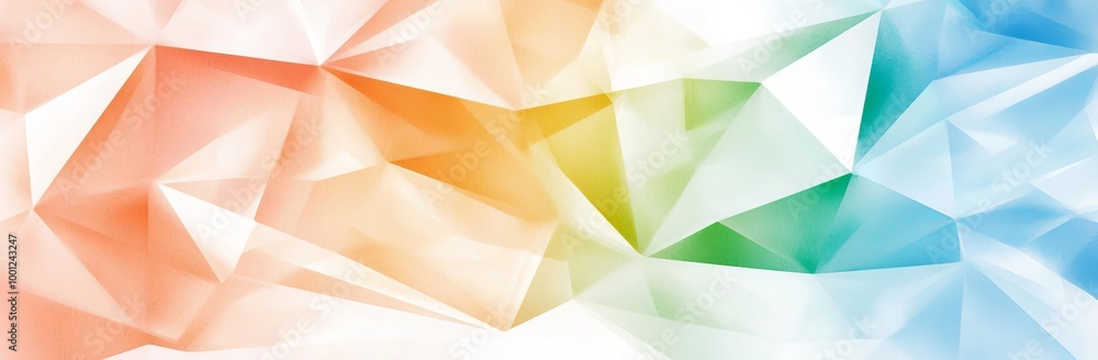 Poster modern abstract background with green, pink, and purple colors layered with triangles, squares, and 