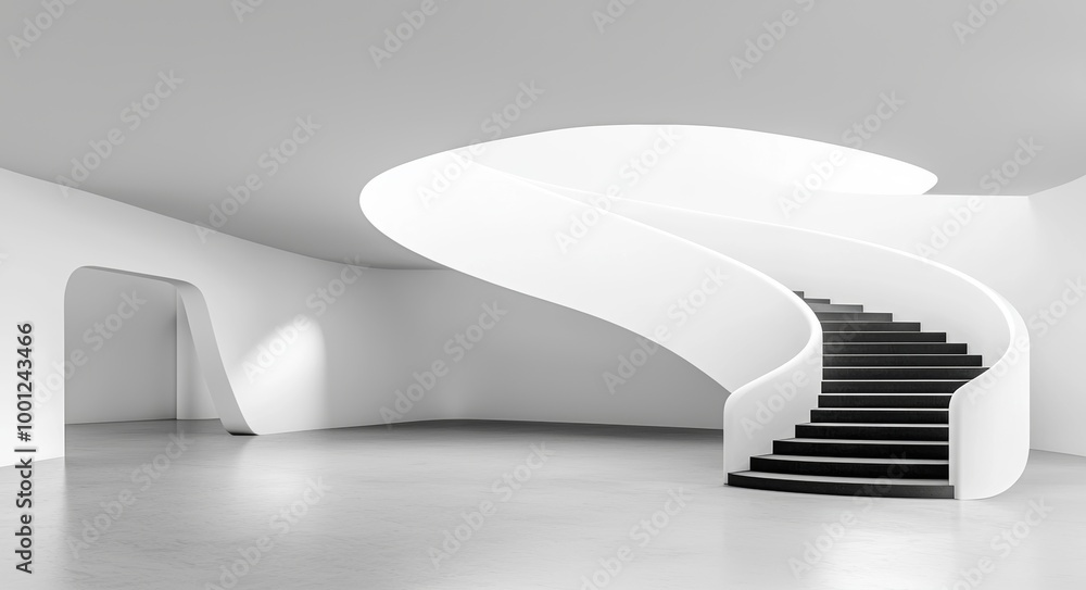 Poster concrete design interior with abstract geometric pattern. 3d rendering.
