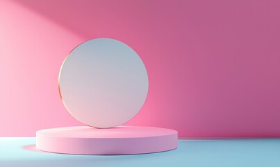 Model of geometric shape podium for product design, 3D rendering, and illustration