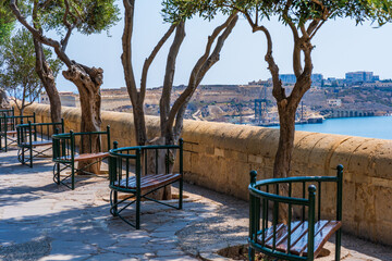 Lower Barrakka public garden in Valletta, Malta.