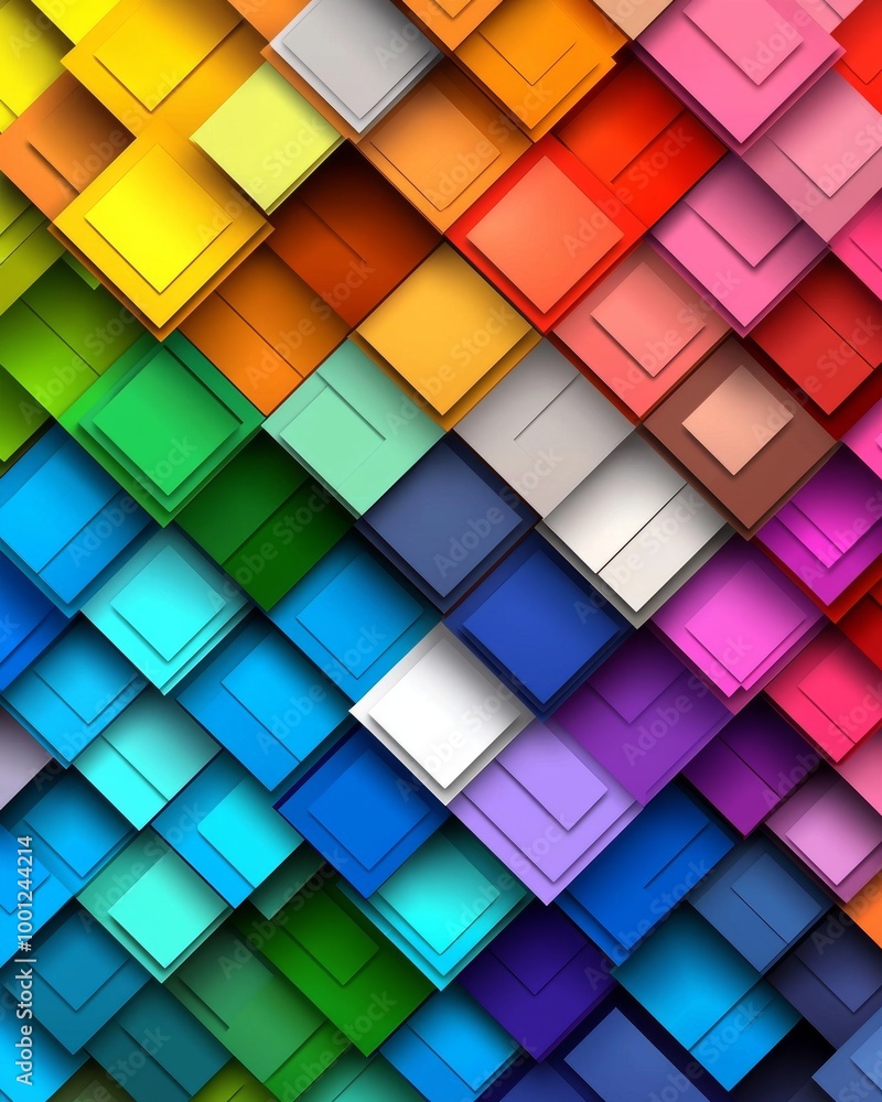 Aufkleber an abstract background with colorful neon geometric shapes in a trippy psychedelic style