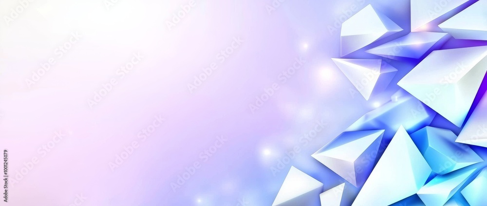 Poster blue green background with geometric design pattern, spring color background with angles and triangl
